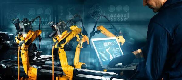 Xai Smart Industry Robot Arms Digital Factory Production Technology Showing — Stock Photo, Image