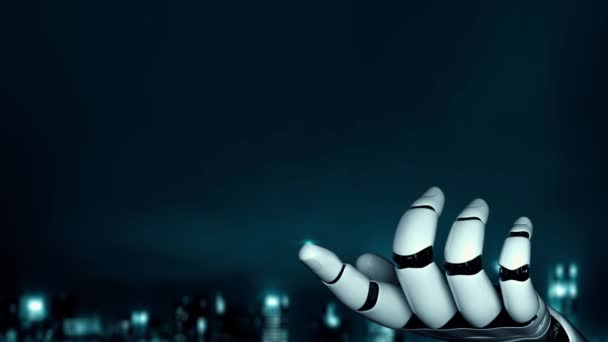 Xai Futuristicロボット人工知能がAi技術開発と機械学習のコンセプトを啓発する 人類の未来のための世界的なロボットバイオニックサイエンス研究 3Dレンダリンググラフィック — ストック動画