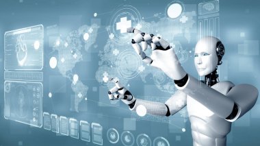 XAI 3D illüstrasyon Geleceğin tıbbi teknolojisi makine öğrenimi ve yapay zeka kullanarak yapay zeka kullanılarak kontrol ediliyor. Üç Boyut