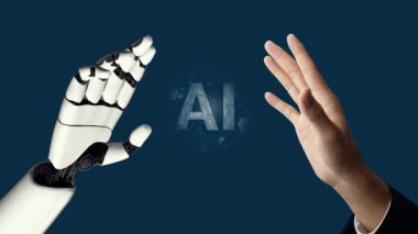 XAI Futuristik robot yapay zeka devrimci yapay zeka teknoloji geliştirme ve makine öğrenme kavramı. İnsan hayatının geleceği için küresel robotik RPA bilim araştırması. 3B görüntüleme grafiği.
