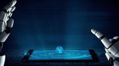 XAI Fütürist robot yapay zeka yapay zeka aydınlatıcı yapay zeka teknoloji gelişimi ve makine öğrenme kavramı. İnsan hayatının geleceği için küresel robot zinciri bilimi araştırması. 3B görüntüleme