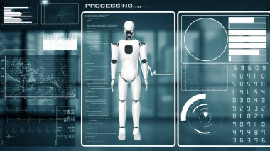 XAI 3d illüstrasyon Futuristik robot, yapay zeka CGI büyük veri analizleri ve programlama. Robot Adam 3 boyutlu canlandırma. 3B illüstrasyon.