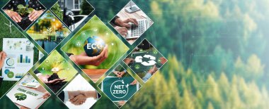 Yeşil işletme ESG yönetim aracı, gelecekteki konsept modelleme fikri biyolojik karbon atık döngüsü verileri ile uğraşırken iş, para, LCA vergisi ve kâr elde etmek amacıyla şehir yaşamının daha iyi bir günü için .