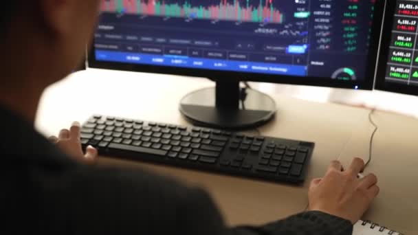 Slow Motion Företag Investerare Aktiehandel Företag Analysera Börs Marknadsföring Tittar — Stockvideo
