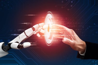 XAI 3D Renching futuristik robot teknolojisi geliştirme, yapay zeka yapay zeka ve makine öğrenme konsepti. İnsan hayatının geleceği için küresel robot biyonik bilim araştırması.