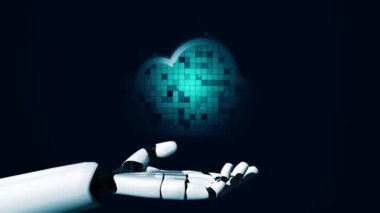 XAI Futuristik robot yapay zeka devrimci yapay zeka teknoloji geliştirme ve makine öğrenme kavramı. İnsan hayatının geleceği için küresel robot biyonik bilim araştırması. 3B görüntüleme grafiği