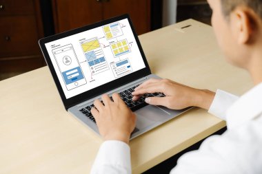 Model mobil uygulama ve web sitesi için UX UI tasarım süreci. Profesyonel uygulama geliştiricisi için kablo grafiğinin yaratıcı prototipi .