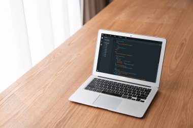 Model uygulama ve program kodlaması için bilgisayar ekranında yazılım geliştirme programlama