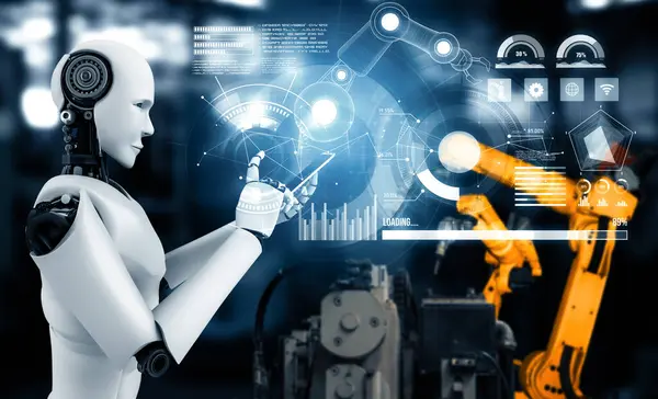 Xai Mechanisierte Industrieroboter Und Roboterarme Für Die Montage Der Fabrikproduktion — Stockfoto