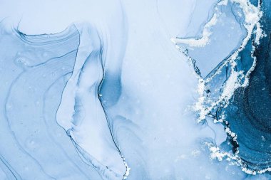 Mermer mürekkep soyut sanatının orijinal resmi. Örnek bir orjinal tablodan yüksek çözünürlüklü fotoğraf. Karargah kağıt dokusuna pürüzsüz mermer desen oluşturmak için soyut resim yapıldı.