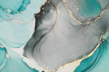 Mermer mürekkep soyut sanatının orijinal resmi. Örnek bir orjinal tablodan yüksek çözünürlüklü fotoğraf. Karargah kağıt dokusuna pürüzsüz mermer desen oluşturmak için soyut resim yapıldı.