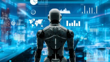 LISP ile geleceğin robot mühendisliği yapay zeka çözümleri. Robot otomasyonu pazarlama, LLM teknik analizi ve siber iletişim için stratejik bir algoritma. 3D illüstrasyon Yapay Zeka