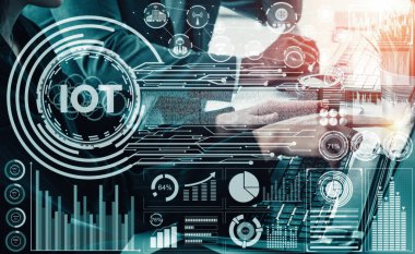 Şeyler ve İletişim Teknolojisi Konsepti İnternet - Ev ve iş kullanımı için uygulama yazılımında akıllı bilgi ve dijital yaşam tarzı gösteren modern grafik arayüzü. uds