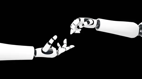 Xai 3Dイラスト 未来ロボット 黒い背景に人工知能Cgi ロボットマン3Dレンダリングアニメーション 3Dイラスト — ストック写真
