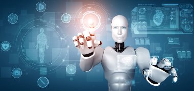 XAI 3D illüstrasyon Geleceğin tıbbi teknolojisi makine öğrenimi ve yapay zeka kullanarak yapay zeka kullanılarak kontrol ediliyor. Üç Boyut