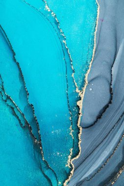 Mermer mürekkep soyut sanatının orijinal resmi. Örnek bir orjinal tablodan yüksek çözünürlüklü fotoğraf. Karargah kağıt dokusuna pürüzsüz mermer desen oluşturmak için soyut resim yapıldı.