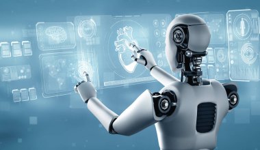 XAI 3D illüstrasyon Geleceğin tıbbi teknolojisi makine öğrenimi ve yapay zeka kullanarak yapay zeka kullanılarak kontrol ediliyor. Üç Boyut