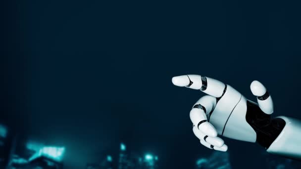 Xai未来ロボット人工知能革命的なAi技術開発と機械学習コンセプト 人類の未来のための世界的なロボットRpa科学研究 3Dレンダリンググラフィック — ストック動画