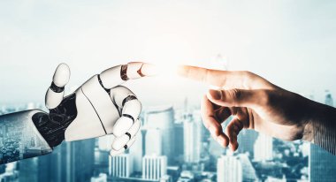 XAI 3D yorumlama fütürist robot teknolojisi geliştirme, yapay zeka yapay zekası ve makine öğrenme konsepti. İnsan hayatının geleceği için küresel robot biyonik bilim araştırması.