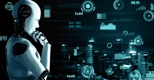 Xai Illustration Futuristic Robot Artificial Intelligence Huminoid Industrial Factory Technology — Stock Photo, Image