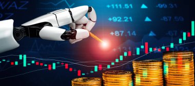 XAI 3D Renching futuristik robot teknolojisi geliştirme, yapay zeka yapay zeka ve makine öğrenme konsepti. İnsan hayatının geleceği için küresel robot biyonik bilim araştırması.