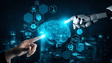 XAI 3D, yaşayan insanların geleceği için robot ve cyborg gelişimi üzerine yapay zeka araştırması yapıyor. Bilgisayar beyni için dijital veri madenciliği ve makine öğrenme teknolojisi tasarımı.