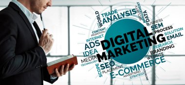 Çevrimiçi İş Konsepti için Dijital Pazarlama Teknolojisi Çözümü - Sosyal medya üzerinden dijital reklam platformu üzerinde çevrimiçi pazar tanıtım stratejisinin analitik diyagramını gösteren grafik arayüzü. uds