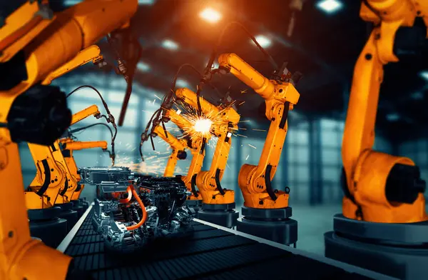 Xai Bras Robotisé Industriel Mécanisé Pour Assemblage Dans Une Chaîne — Photo