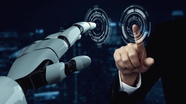 Xai Futuristische Robot Kunstmatige Intelligentie Verhelderende Technologie Ontwikkeling Machine Learning — Stockvideo