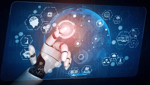 Xai Renderização Inteligência Artificial Pesquisa Robô Desenvolvimento Cyborg Para Futuro — Fotografia de Stock