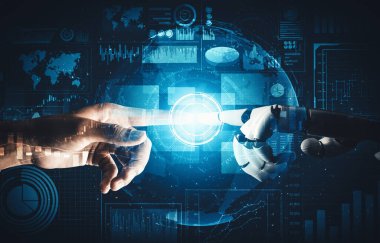 XAI 3D yorumlama fütürist robot teknolojisi geliştirme, yapay zeka yapay zekası ve makine öğrenme konsepti. İnsan hayatının geleceği için küresel robot biyonik bilim araştırması.