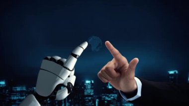 XAI Fütürist robot yapay zeka yapay zeka aydınlatıcı yapay zeka teknoloji gelişimi ve makine öğrenme kavramı. İnsan hayatının geleceği için küresel robot biyonik bilim araştırması. 3B görüntüleme grafiği.