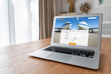 Online uçuş rezervasyon sitesi mod rezervasyon sistemi sağlar. Seyahat teknolojisi kavramı .