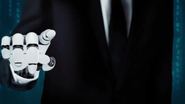 XAI Futuristik robot yapay zeka devrimci yapay zeka teknoloji geliştirme ve makine öğrenme kavramı. İnsan hayatının geleceği için küresel robot biyonik bilim araştırması. 3B görüntüleme grafiği