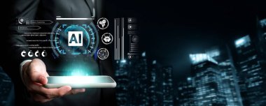 Yapay zeka mühendisliği, büyük veri ve yapay zeka makinesi kavramında yapay zeka beyin işlemcisiyle iş desteği için üretken yapay zeka kullanmayı öğrenen insan etkileşimi. Faas