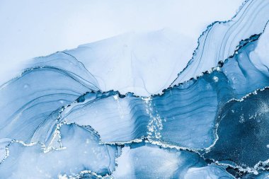 Mermer mürekkep soyut sanatının orijinal resmi. Örnek bir orjinal tablodan yüksek çözünürlüklü fotoğraf. Karargah kağıt dokusuna pürüzsüz mermer desen oluşturmak için soyut resim yapıldı.