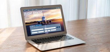 Online uçuş rezervasyon sitesi mod rezervasyon sistemi sağlar. Seyahat teknolojisi kavramı .