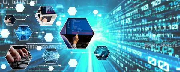 Computer Programming Coding Artificial Intelligence Software Development Engaged Skilled Coder — Stock Photo, Image