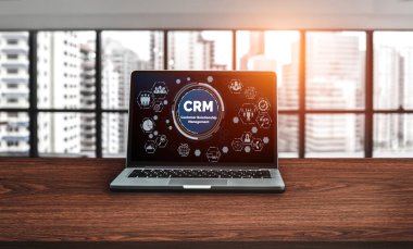 CRM işletme ve işletme için modern bilgisayarda müşteri ilişkileri yönetim sistemi