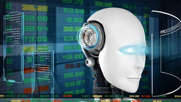 Xai Illustration Futuristic Robot Artificial Intelligence Cgi Stock Exchange Market — Stock Photo, Image