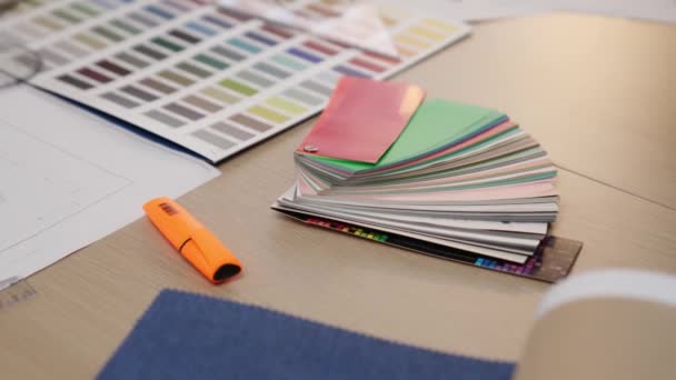 Diseño Color Primer Plano Cámara Lenta Muestra Muestras Deterioro Para — Vídeo de stock