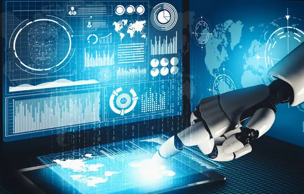Xai Renderelés Futurisztikus Droid Robot Technológia Fejlesztés Mesterséges Intelligencia Gépi — Stock Fotó