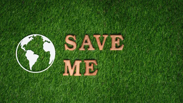 Eco awareness campaign for Earth day concept showcase message arranged in Save Earth on biophilic green background. Environmental social governance concept idea for sustainable and greener future.Gyre