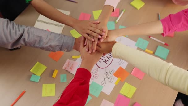 Professional Diversity Business Group Putting Hands Together Showing Unity Teamwork — Stock Video