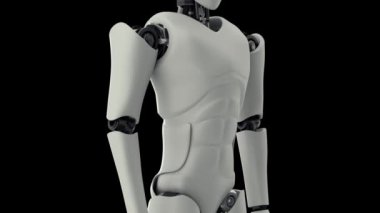 XAI Futuristik robot, siyah ve yeşil arka planda yapay zeka CGI. Robot Adam 3D canlandırma.
