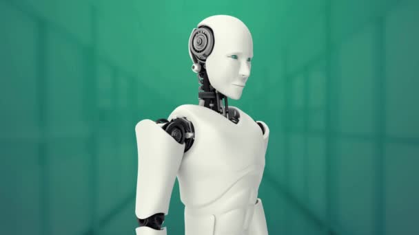 Футуристический Робот Xai Искусственный Интеллект Cgi Анализ Программирование Больших Данных — стоковое видео