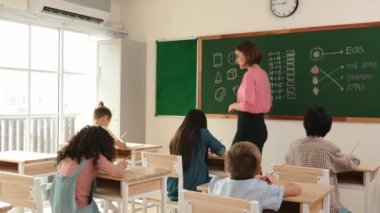 Zeki öğretmen sınıfta fikri açıklarken sevimli öğrenci ödevlerini kontrol ediyor. Not defterine bakıp matematik teorisinden çocuğa bahsederken sınıfta dolaşan çekici bir eğitmen. Pedagoji.