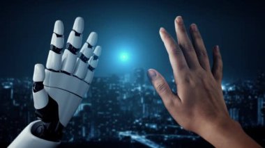 XAI Fütürist robot yapay zeka yapay zeka aydınlatıcı yapay zeka teknoloji gelişimi ve makine öğrenme kavramı. İnsan hayatının geleceği için küresel robot kuantum bilimi araştırması. 3B görüntüleme grafiği