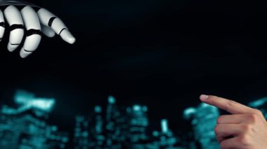 XAI Fütürist robot yapay zeka yapay zeka aydınlatıcı yapay zeka teknoloji gelişimi ve makine öğrenme kavramı. İnsan hayatının geleceği için küresel robot biyonik bilim araştırması. 3B görüntüleme grafiği.