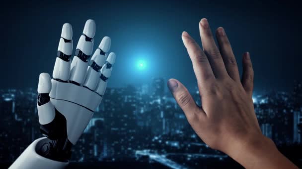Xai未来机器人人工智能启发了人工智能技术的发展和机器学习的概念 全球机器人量子科学研究的未来人类的生活 3D渲染图形 — 图库视频影像
